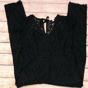 Black Laced Pants Jumpsuit with Pockets